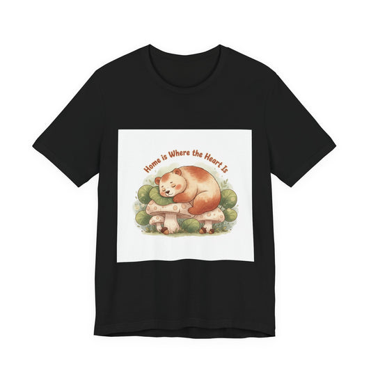 Cozy Sleeping Bear Illustration Tee | cute animal illustration, winter forest art
