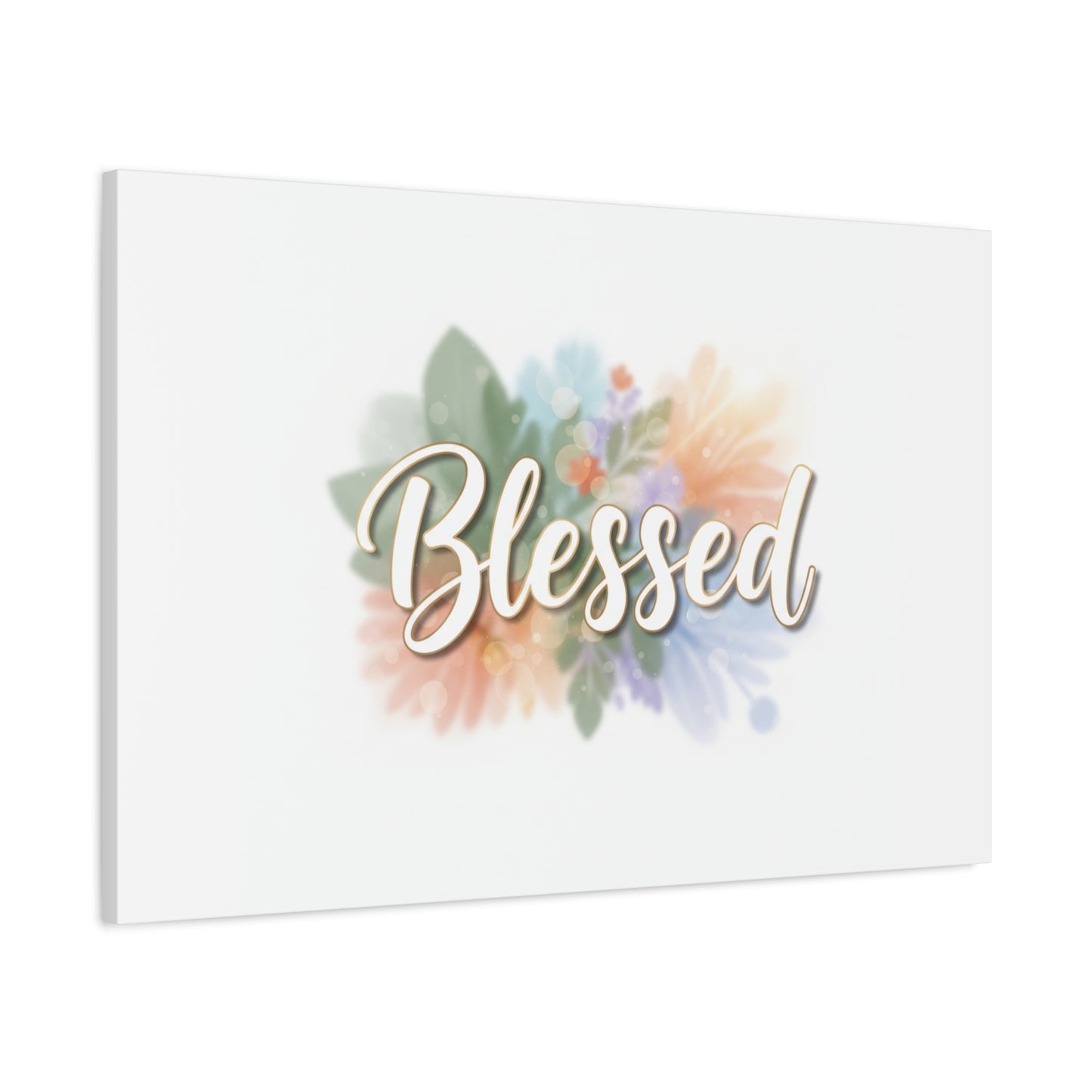 Blessed Floral Script Canvas