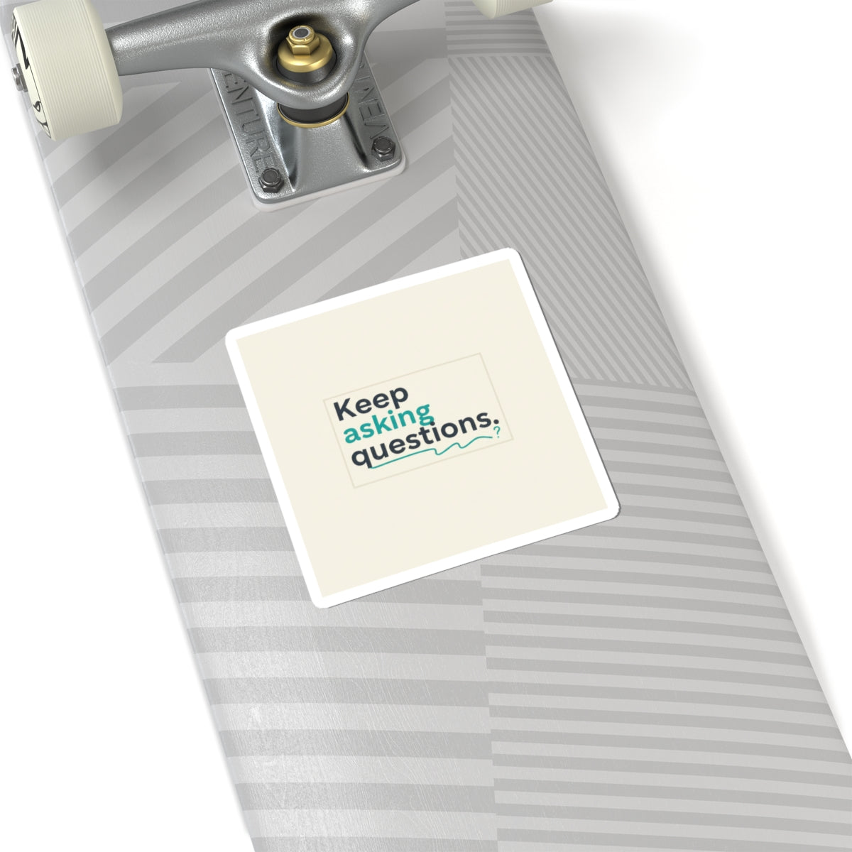 Keep Asking Questions Sticker | Winter Typography Slogan, Minimal Text