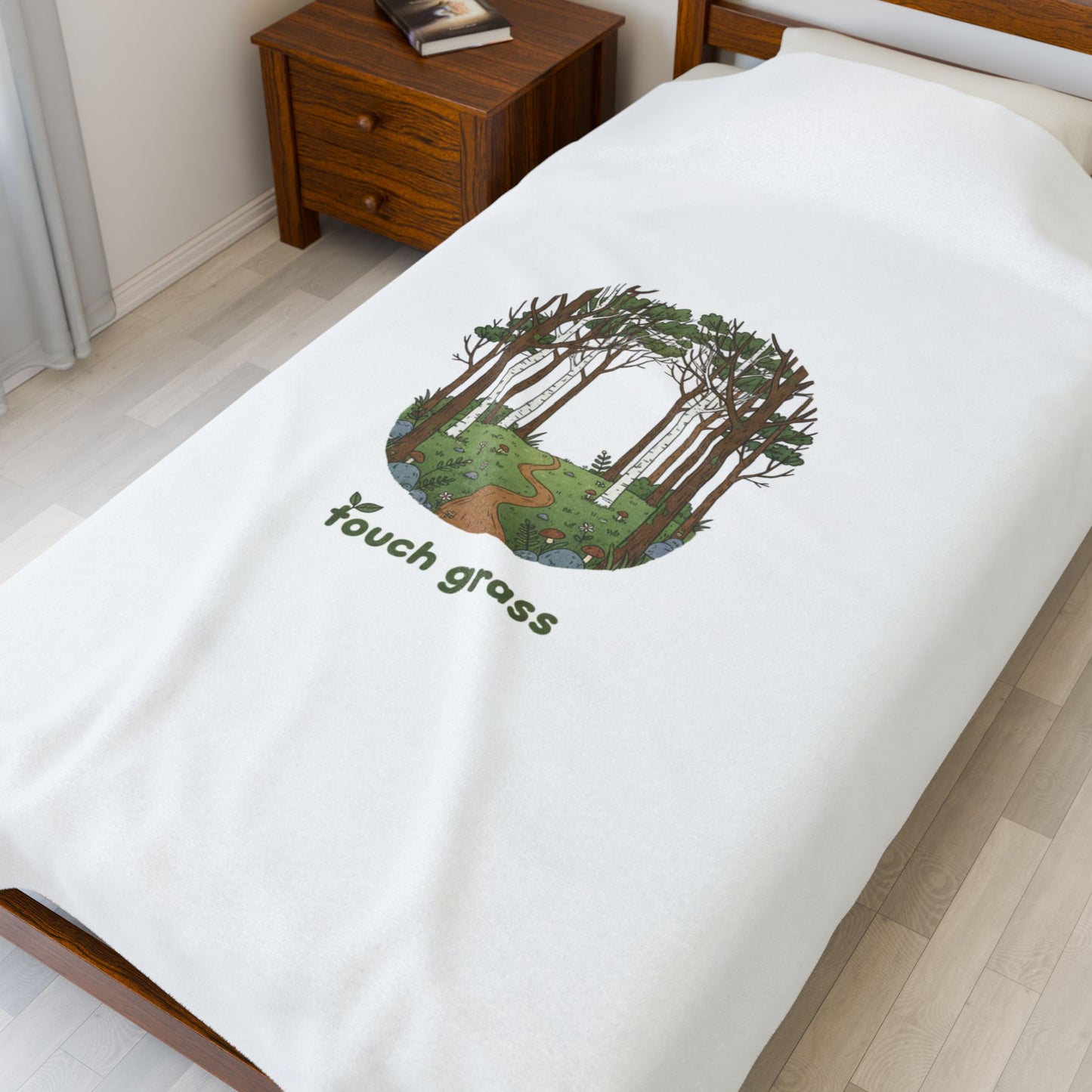 touch grass woodland scene Velveteen Blanket, goblincore mushroom aesthetic