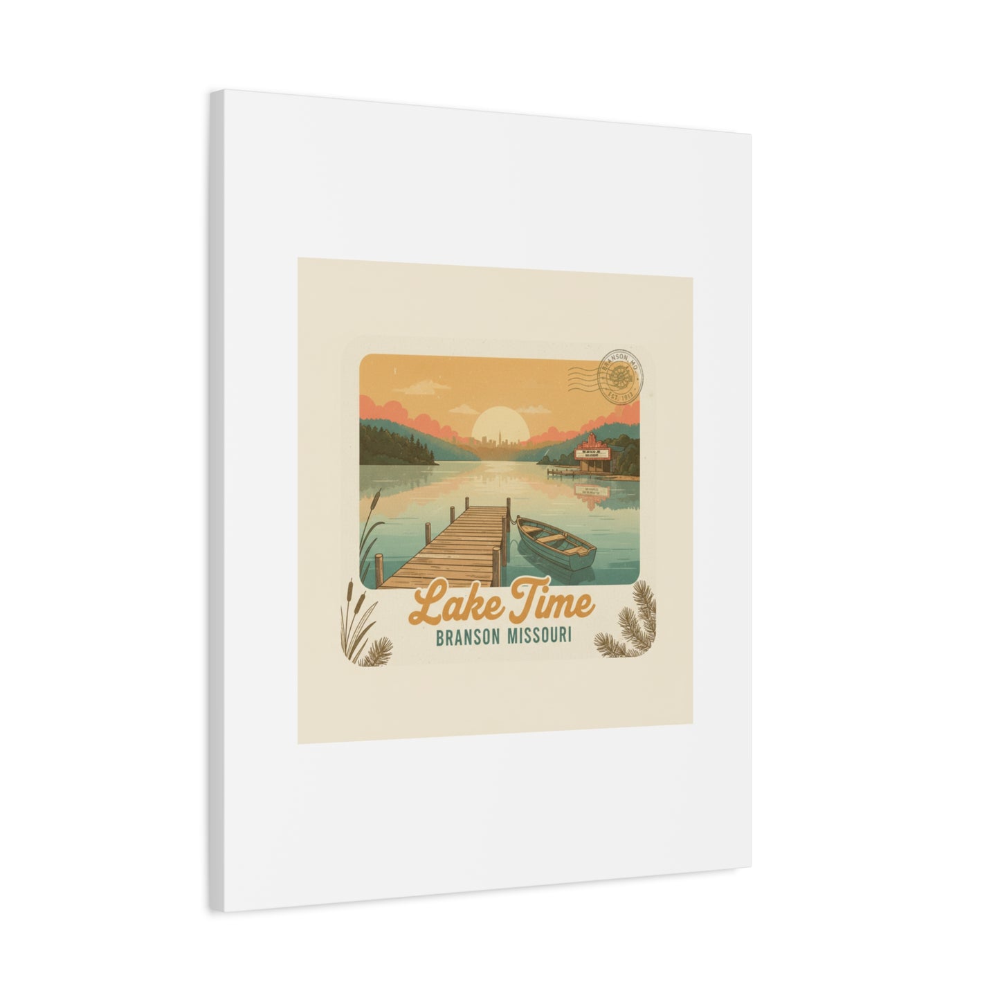 Vintage Postcard Canvas Lake Time Print