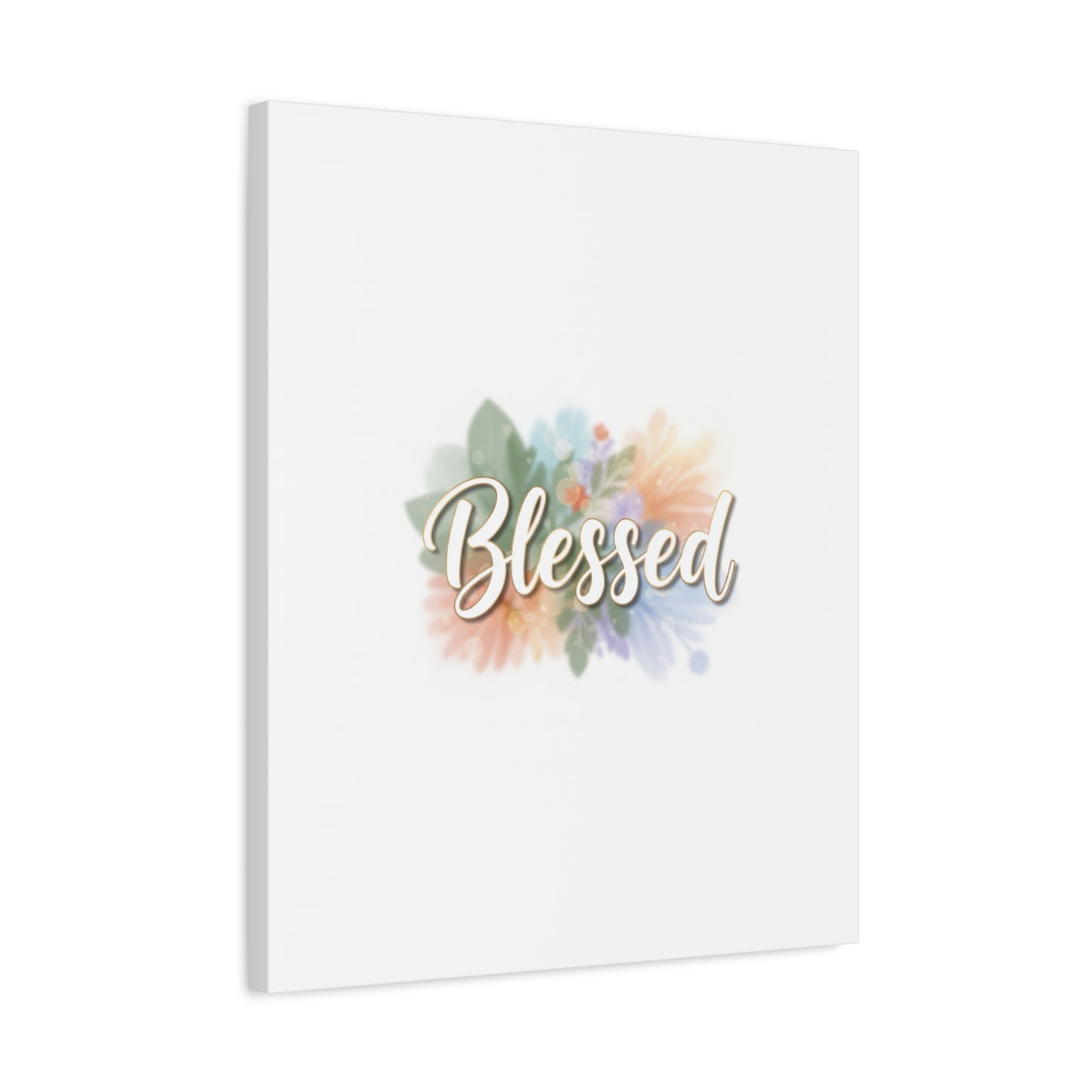 Blessed Floral Script Canvas