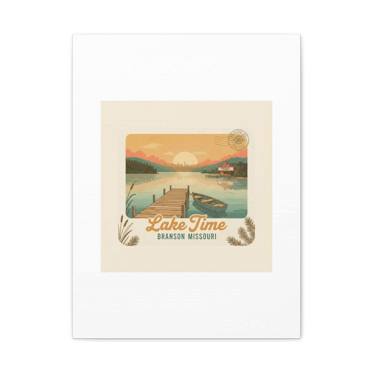 Vintage Postcard Canvas Lake Time Print
