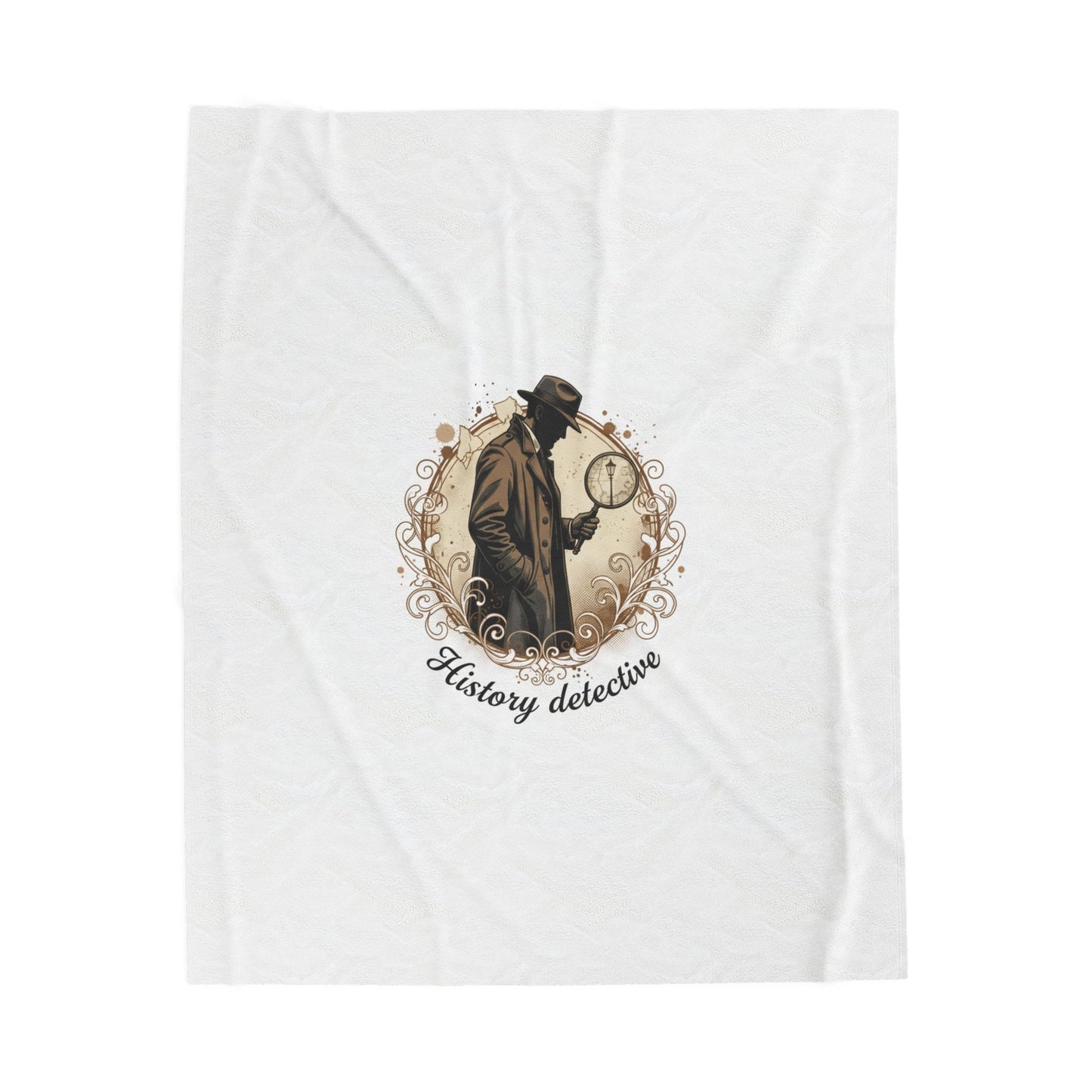 Victorian Detective Illustration Velveteen Plush Blanket | moody botanical, gothic floral