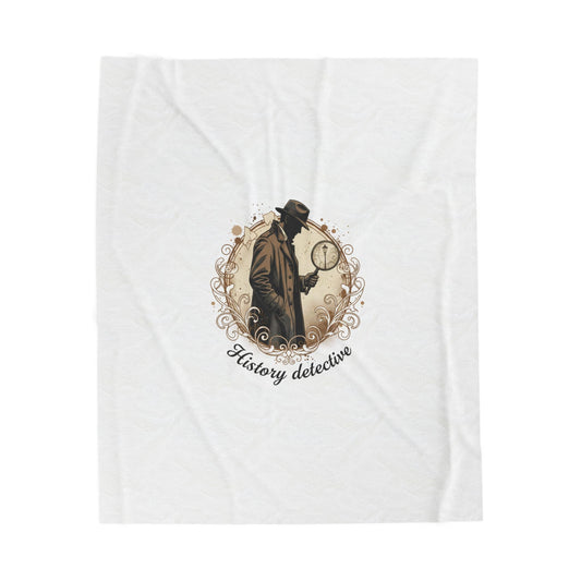 Victorian Detective Illustration Velveteen Plush Blanket | moody botanical, gothic floral