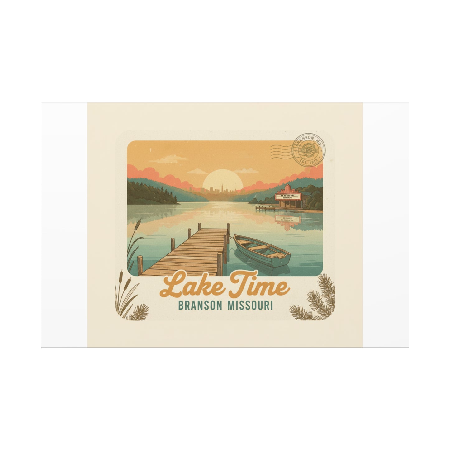 Vintage Postcard Canvas Lake Time Print
