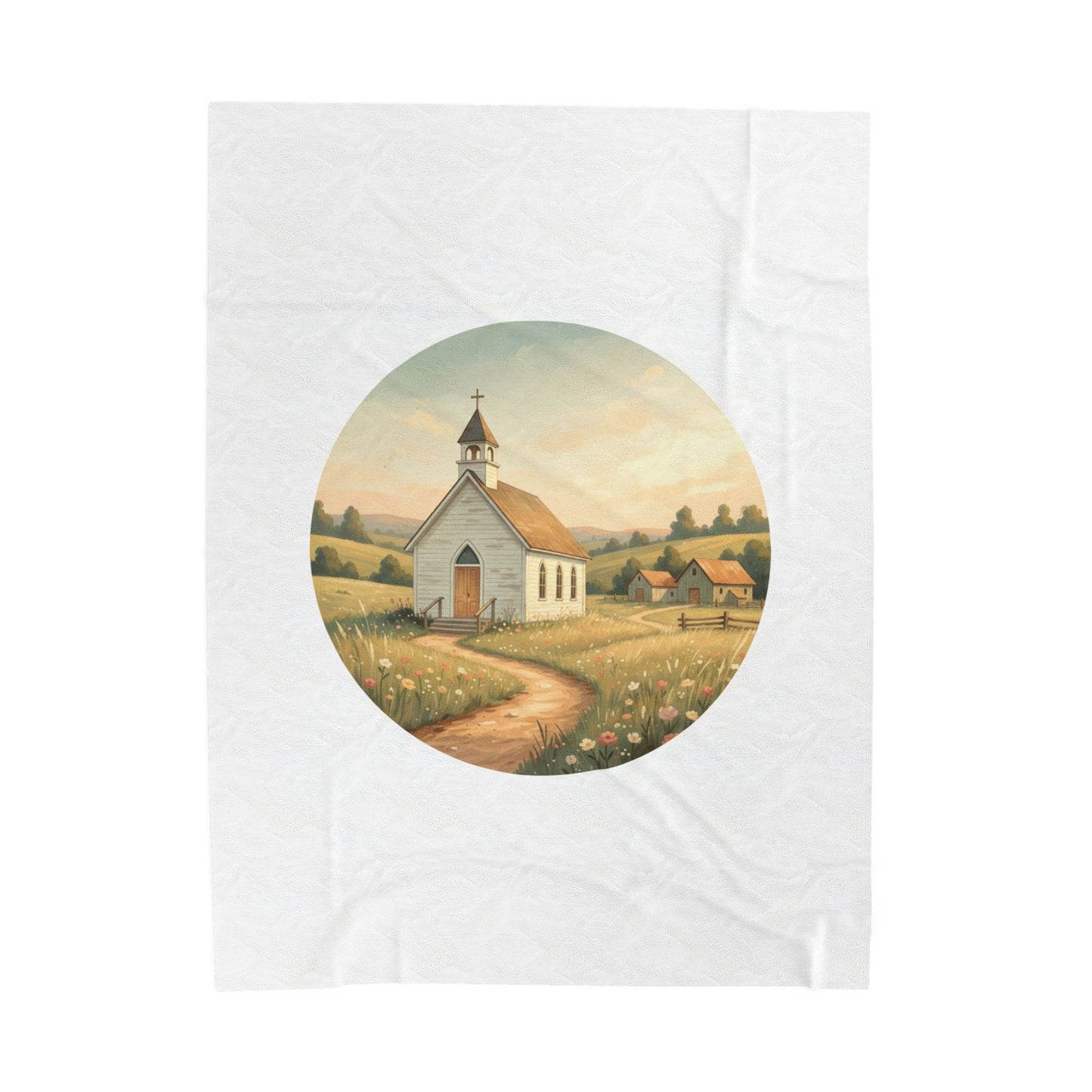 Country Church Velveteen Plush Blanket