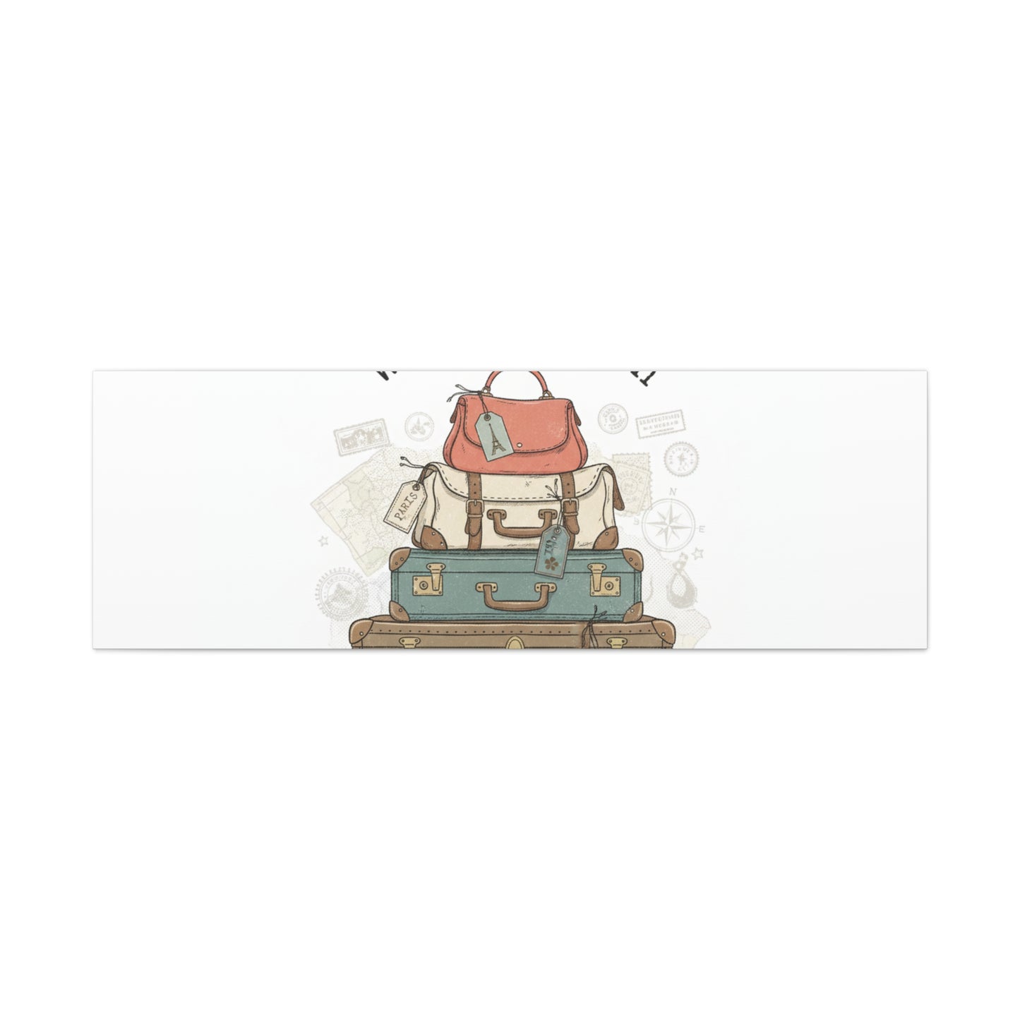 Wander Often Vintage Luggage Stack Canvas, travel stamps | passport stamp wanderlust