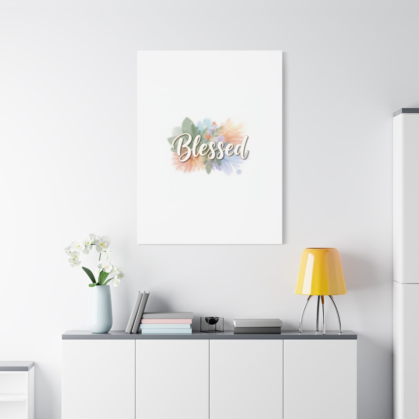 Blessed Floral Script Canvas