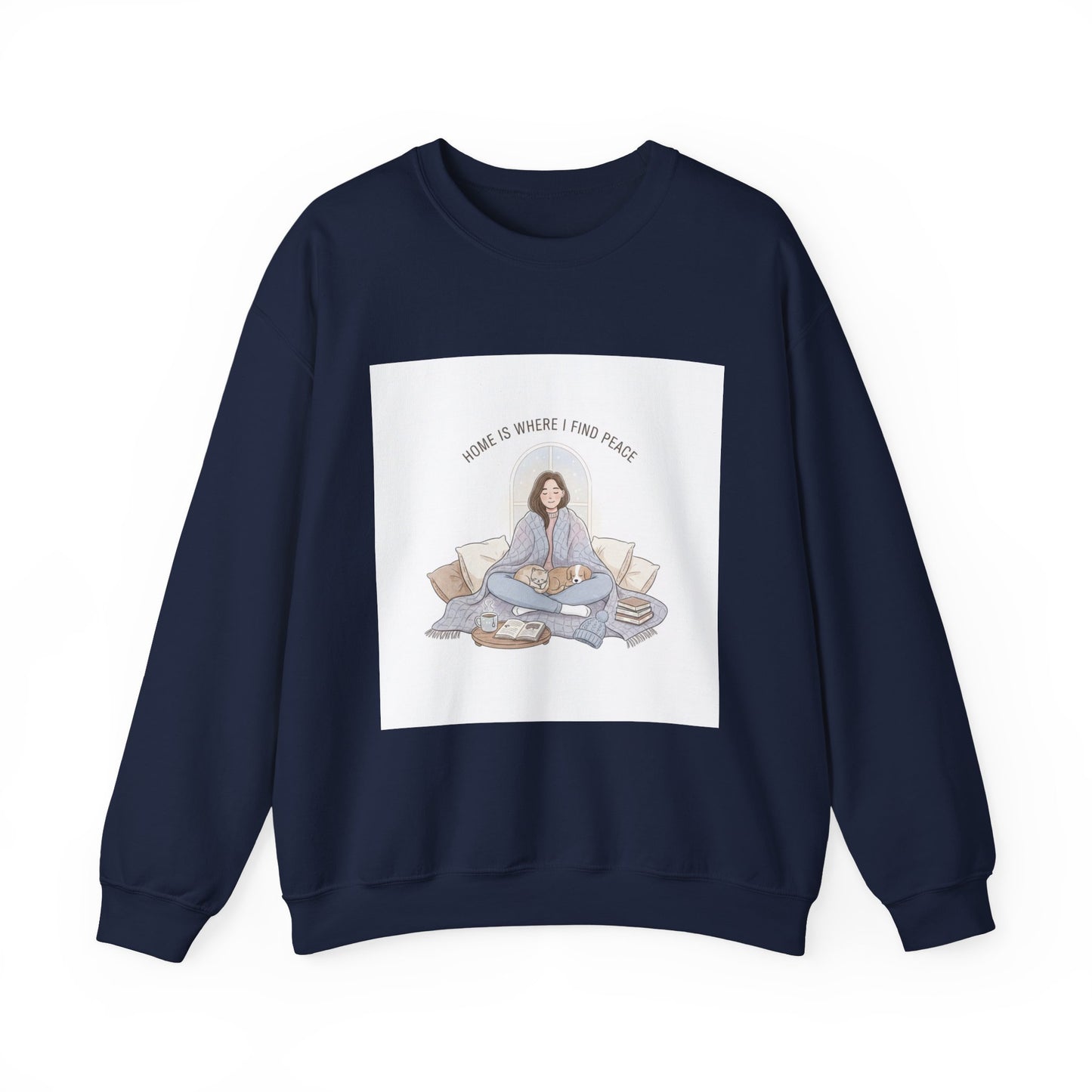 Home Is Where I Find Peace Crewneck Sweatshirt | Introvert Homebody Cozy Winter
