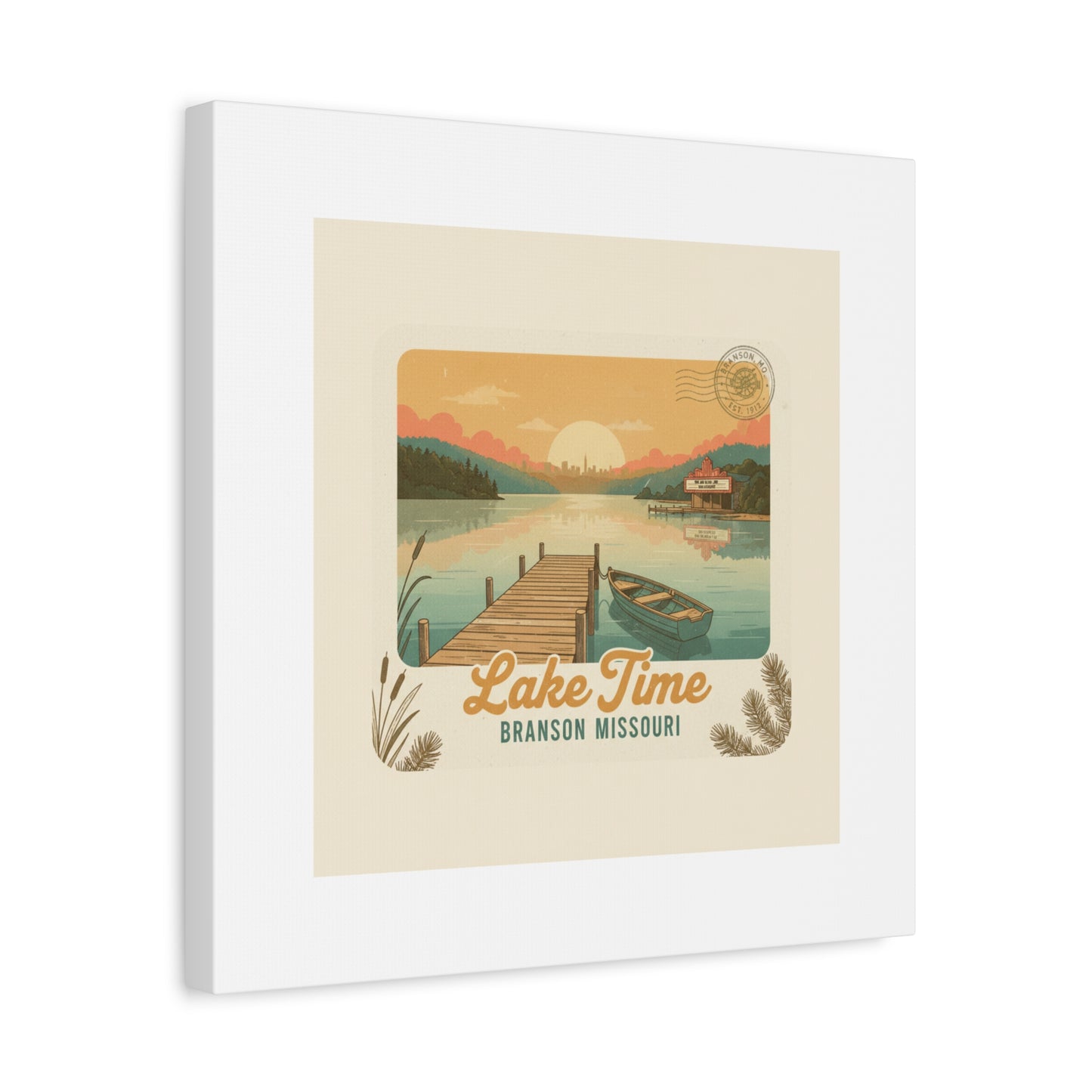 Vintage Postcard Canvas Lake Time Print