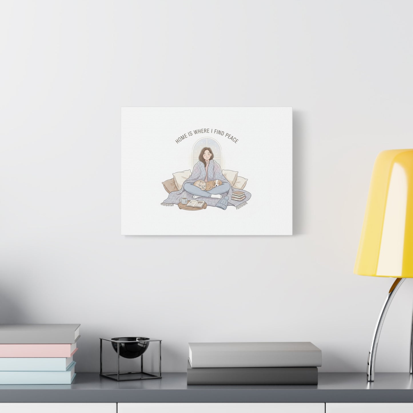 Home Is Where I Find Peace Canvas | Cozy Homebody Wall Art, Introvert Winter