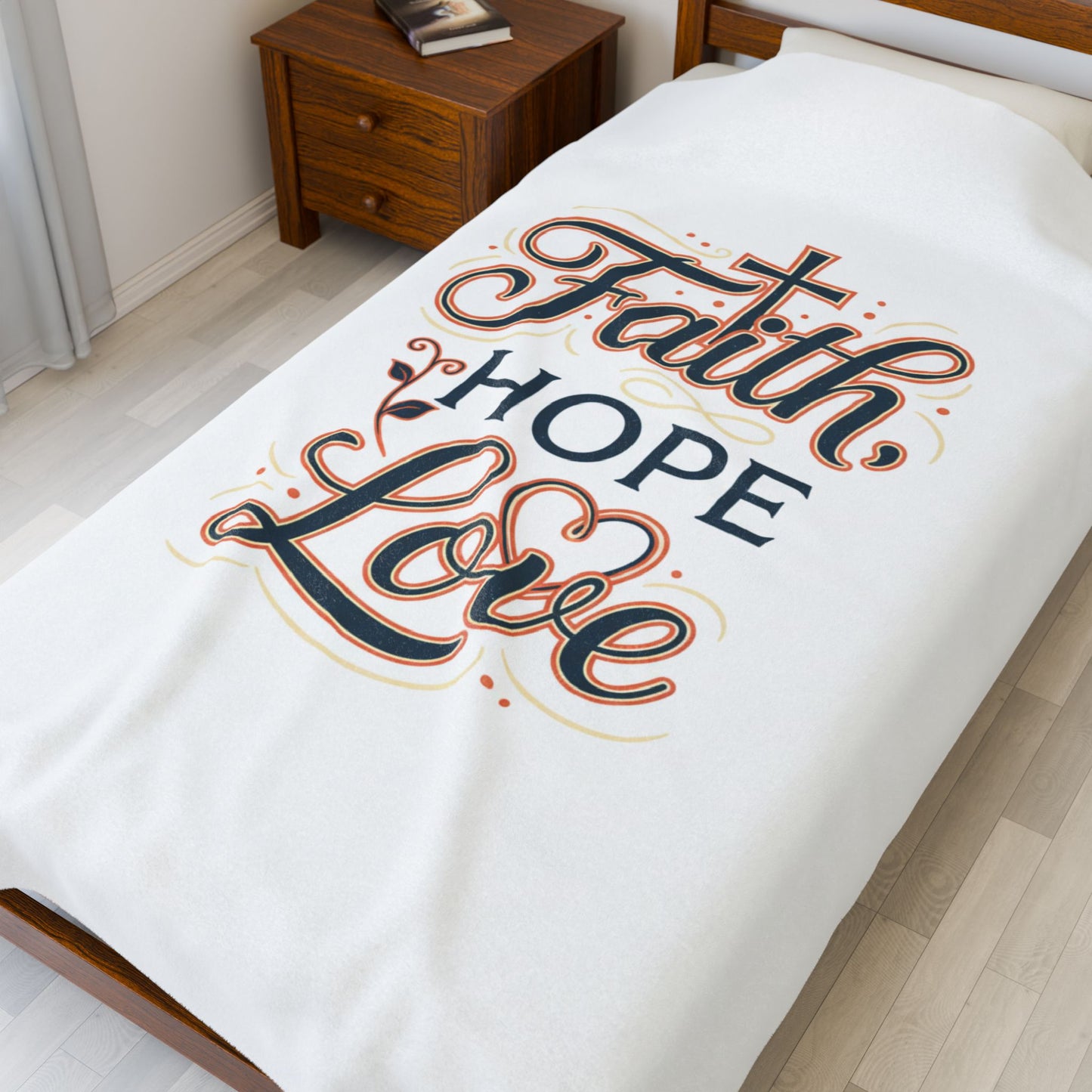 'Faith Hope Love' Velveteen Plush Blanket