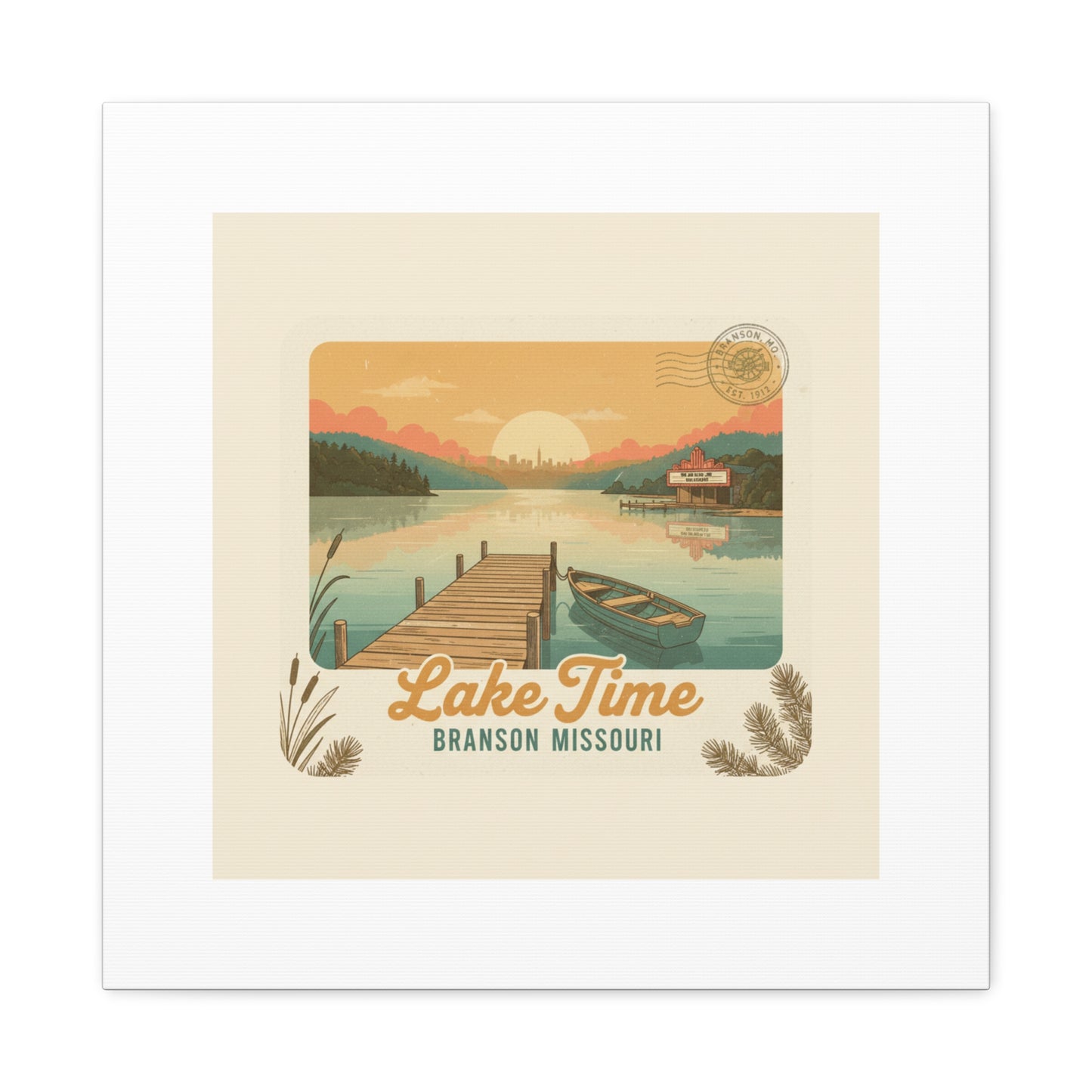 Vintage Postcard Canvas Lake Time Print