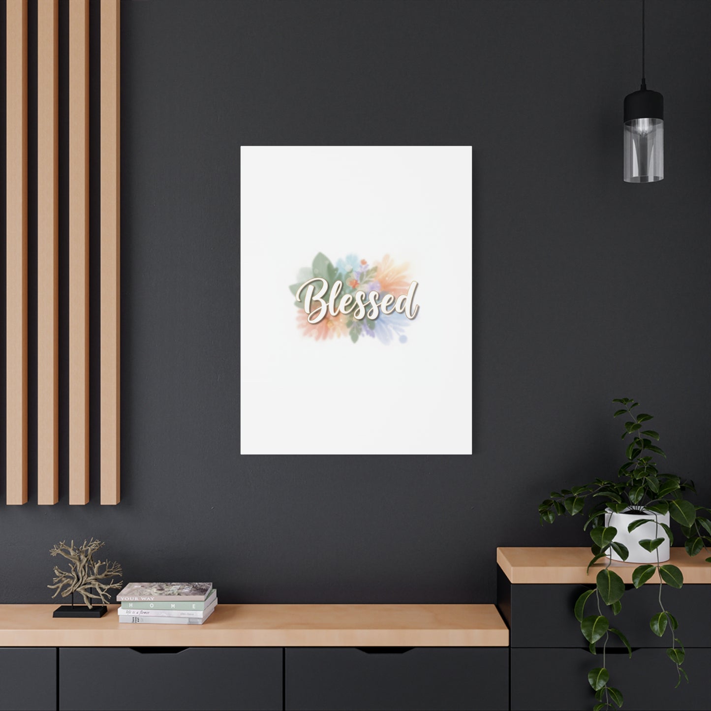 Blessed Floral Script Canvas