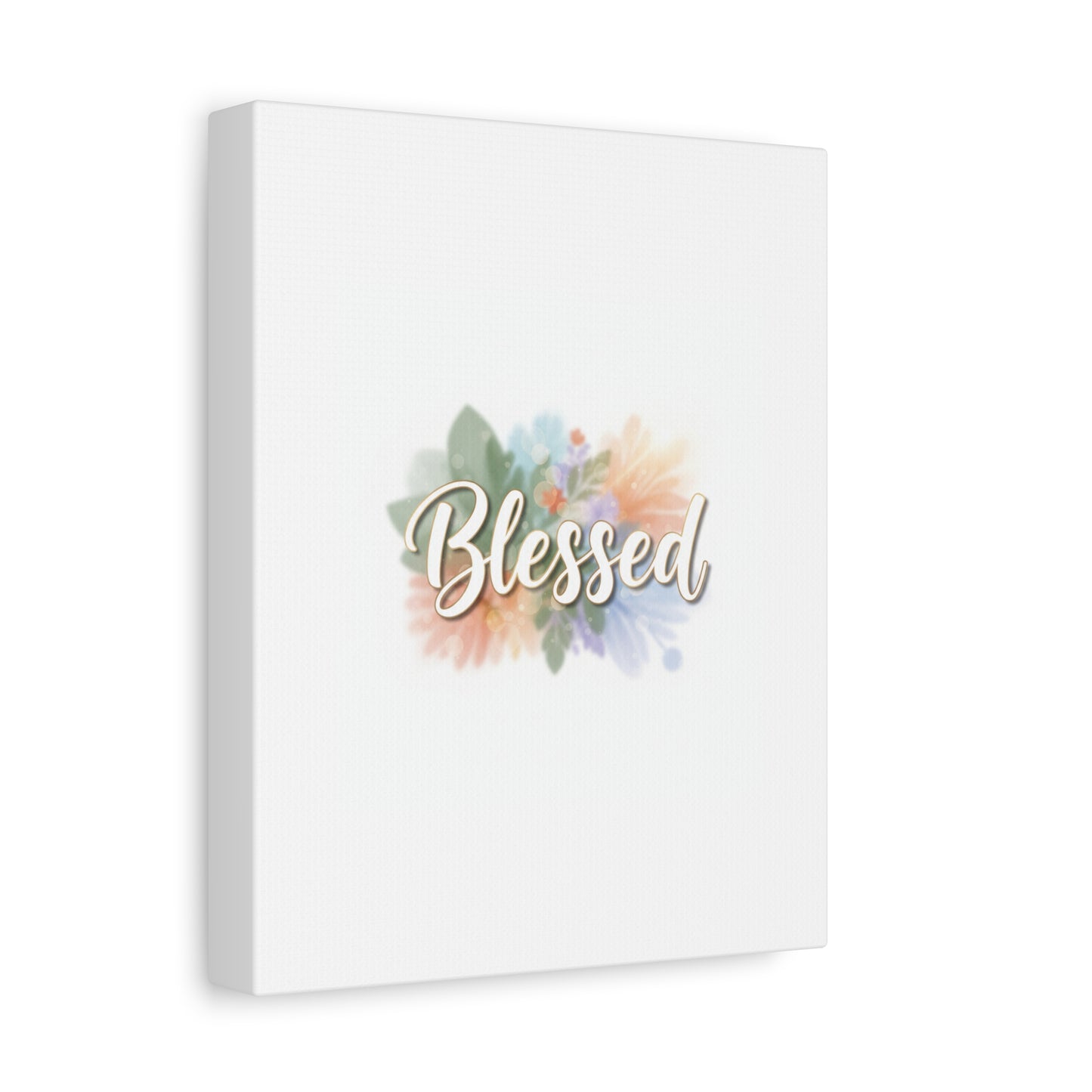 Blessed Floral Script Canvas