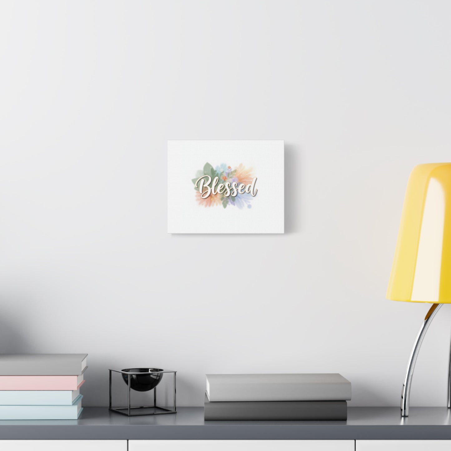 Blessed Floral Script Canvas