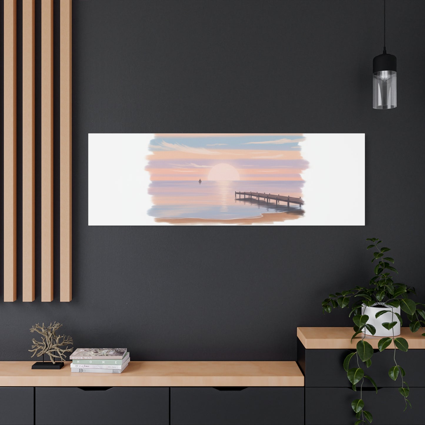 Sunset Hour Canvas, Matte Stretched 1.25" | Minimal Luxe Gold Accent