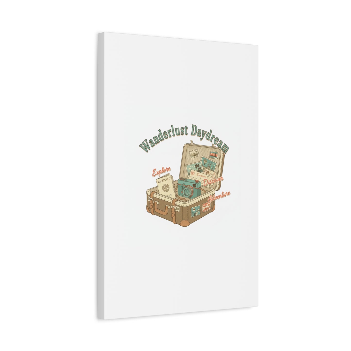 Wanderlust Daydream Travel Postcard Canvas | Retro Travel Stamp Decor