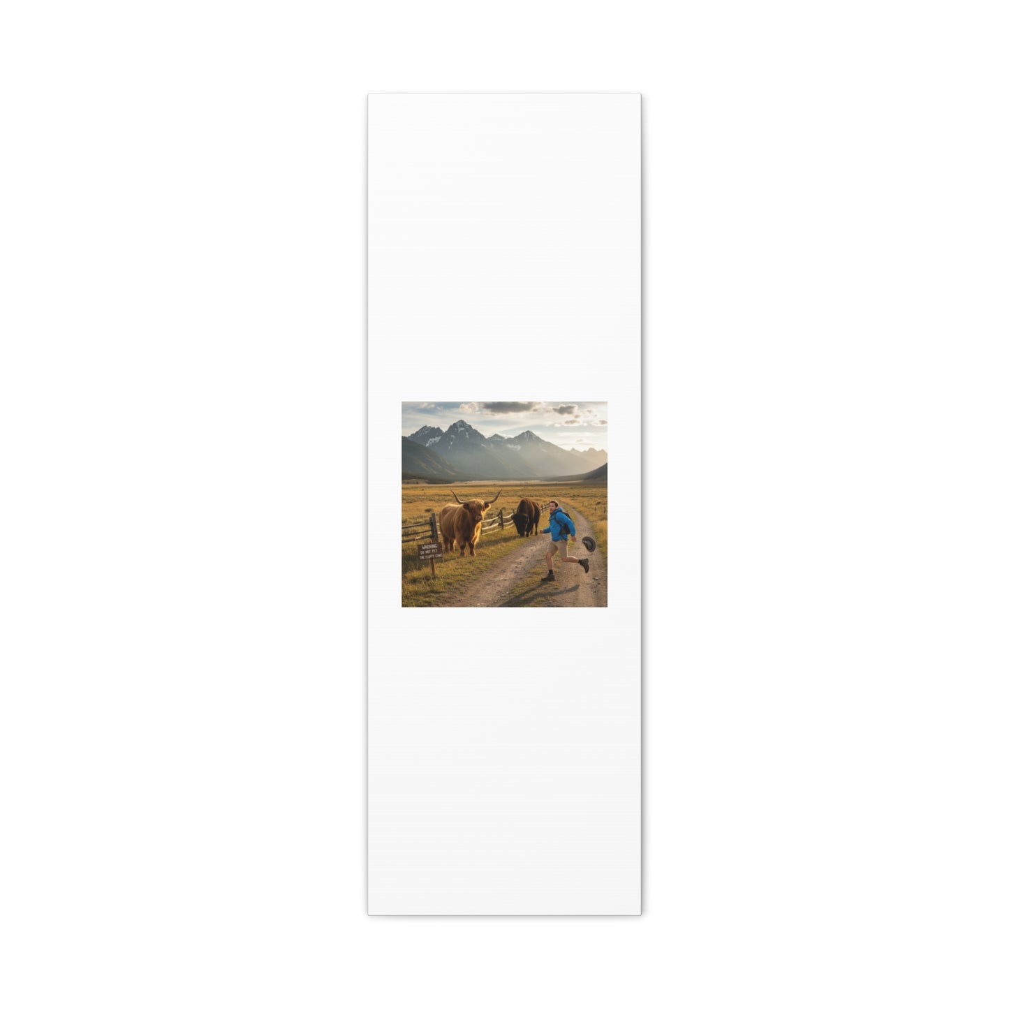 Chased by a Buffalo Canvas | wholesome sarcasm print, soft humor wall art