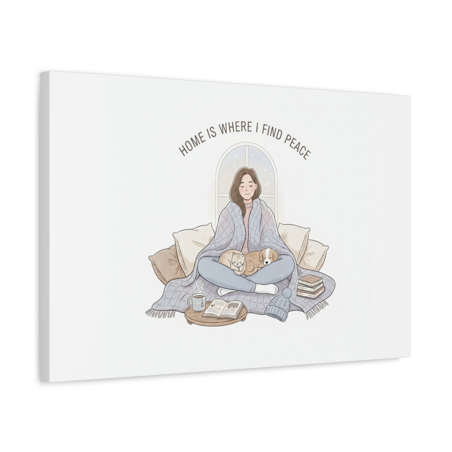 Home Is Where I Find Peace Canvas | Cozy Homebody Wall Art, Introvert Winter