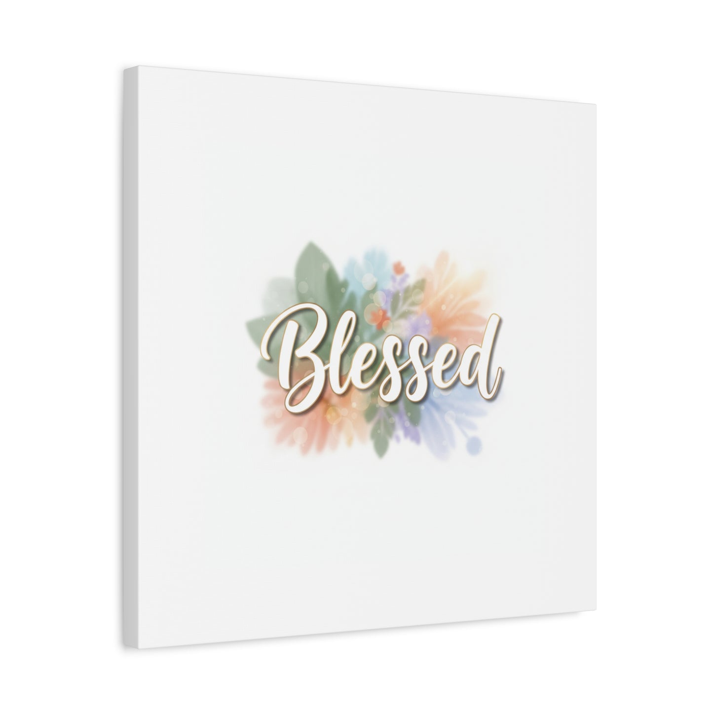 Blessed Floral Script Canvas