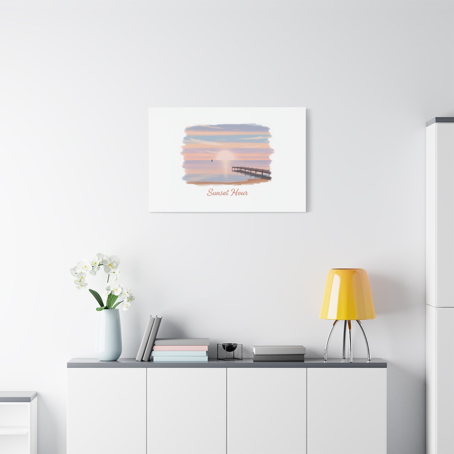 Sunset Hour Canvas, Matte Stretched 1.25" | Minimal Luxe Gold Accent