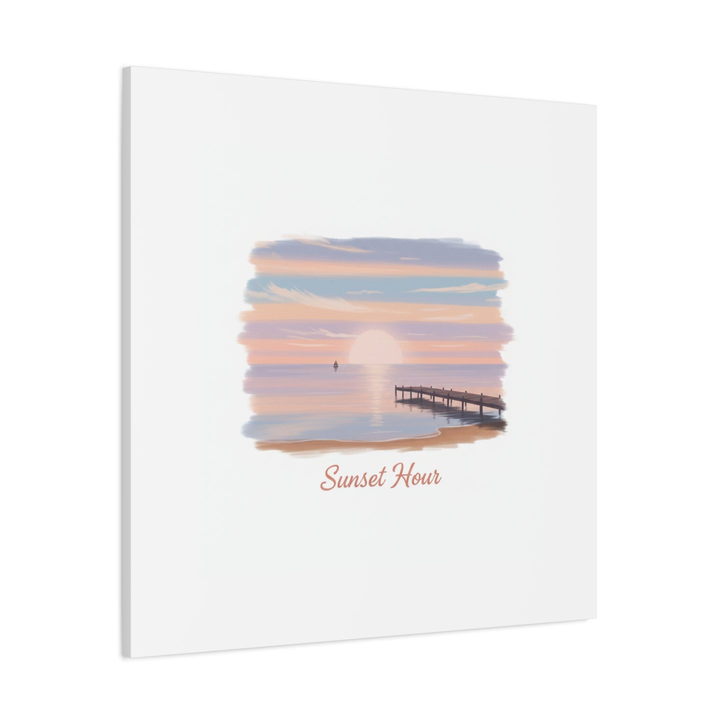 Sunset Hour Canvas, Matte Stretched 1.25" | Minimal Luxe Gold Accent