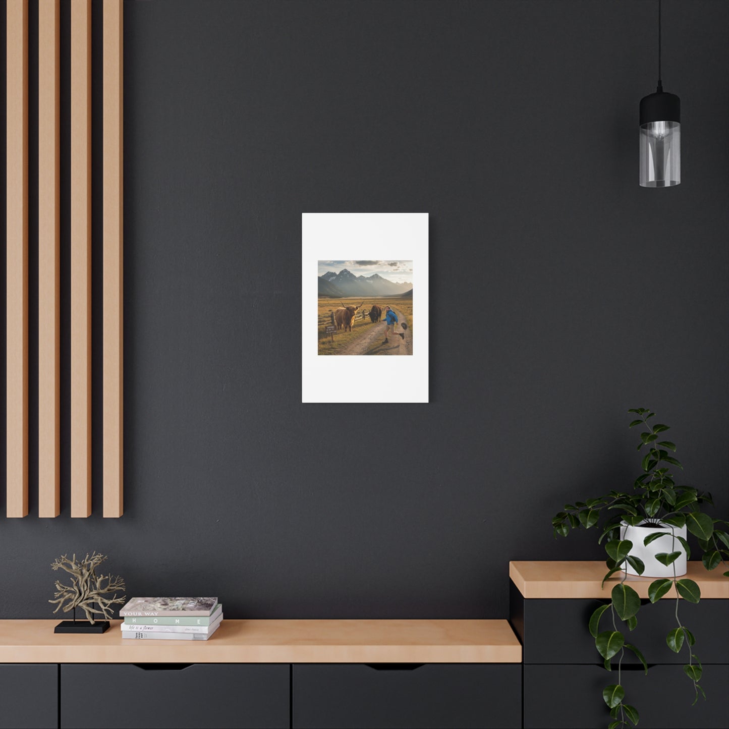 Chased by a Buffalo Canvas | wholesome sarcasm print, soft humor wall art