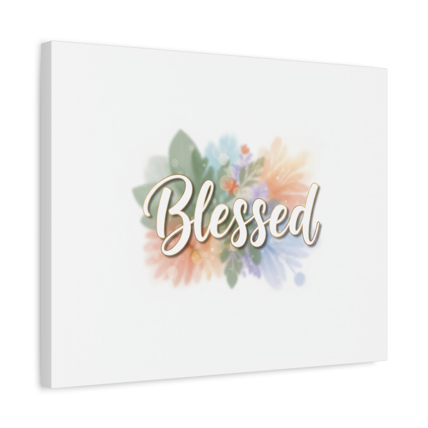 Blessed Floral Script Canvas