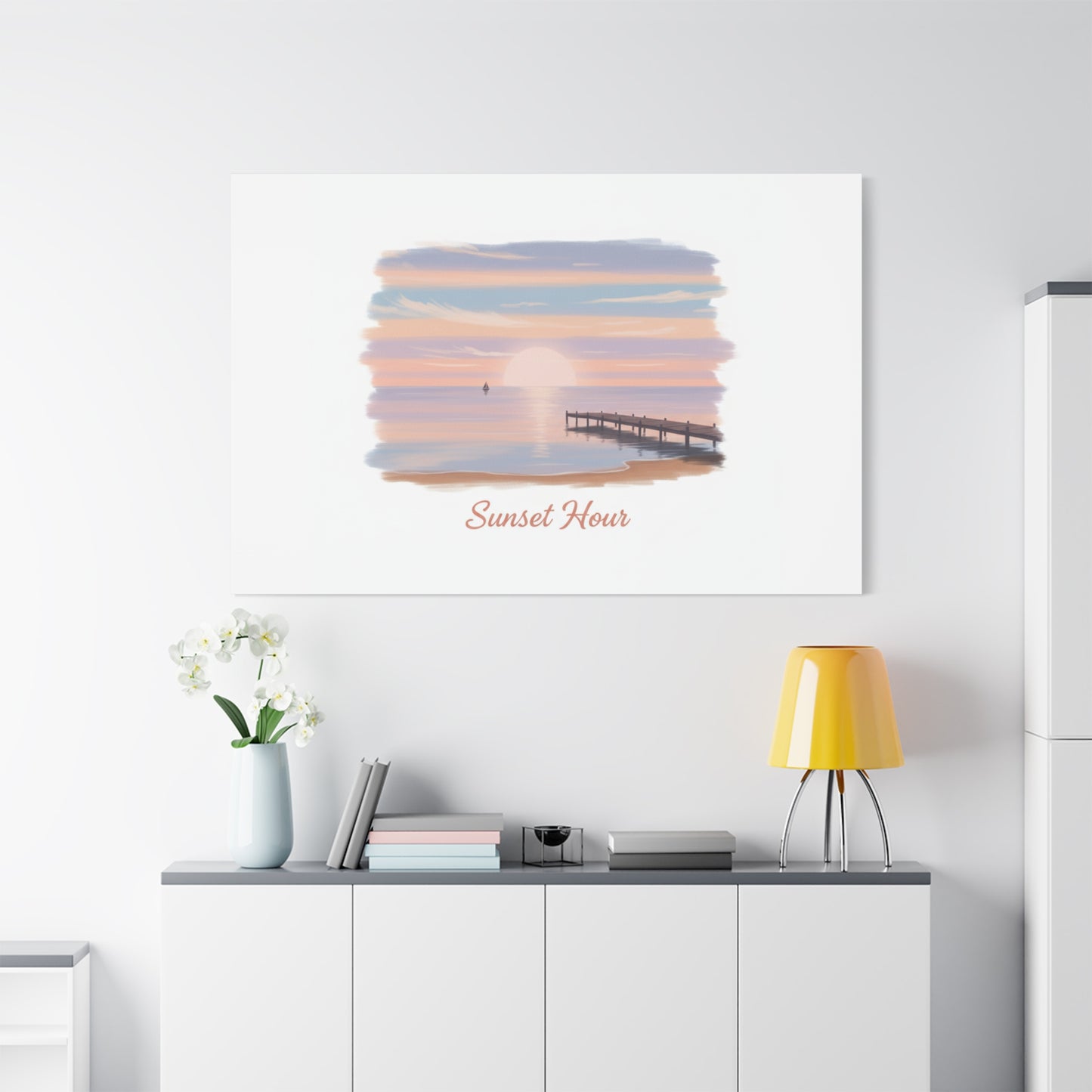Sunset Hour Canvas, Matte Stretched 1.25" | Minimal Luxe Gold Accent