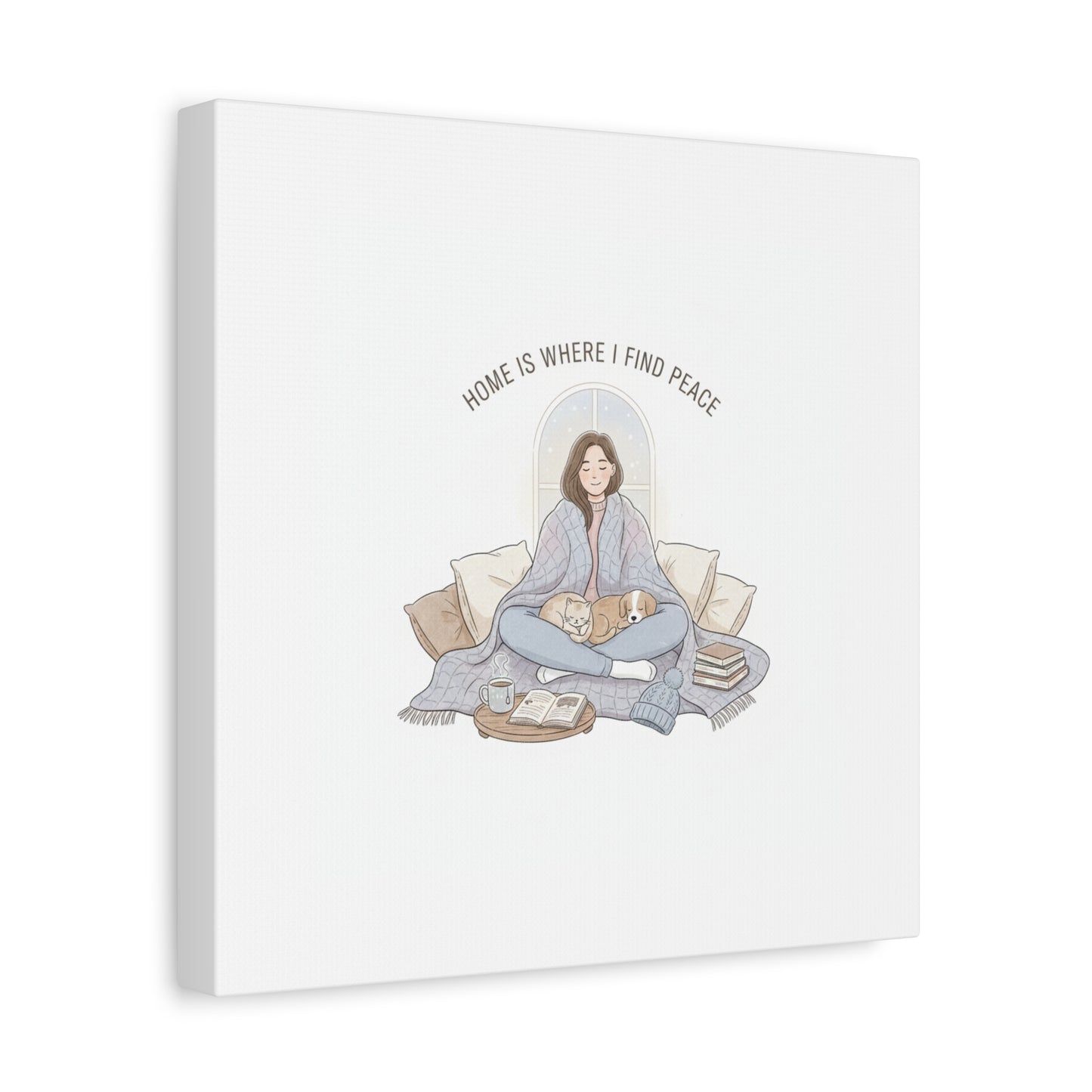 Home Is Where I Find Peace Canvas | Cozy Homebody Wall Art, Introvert Winter