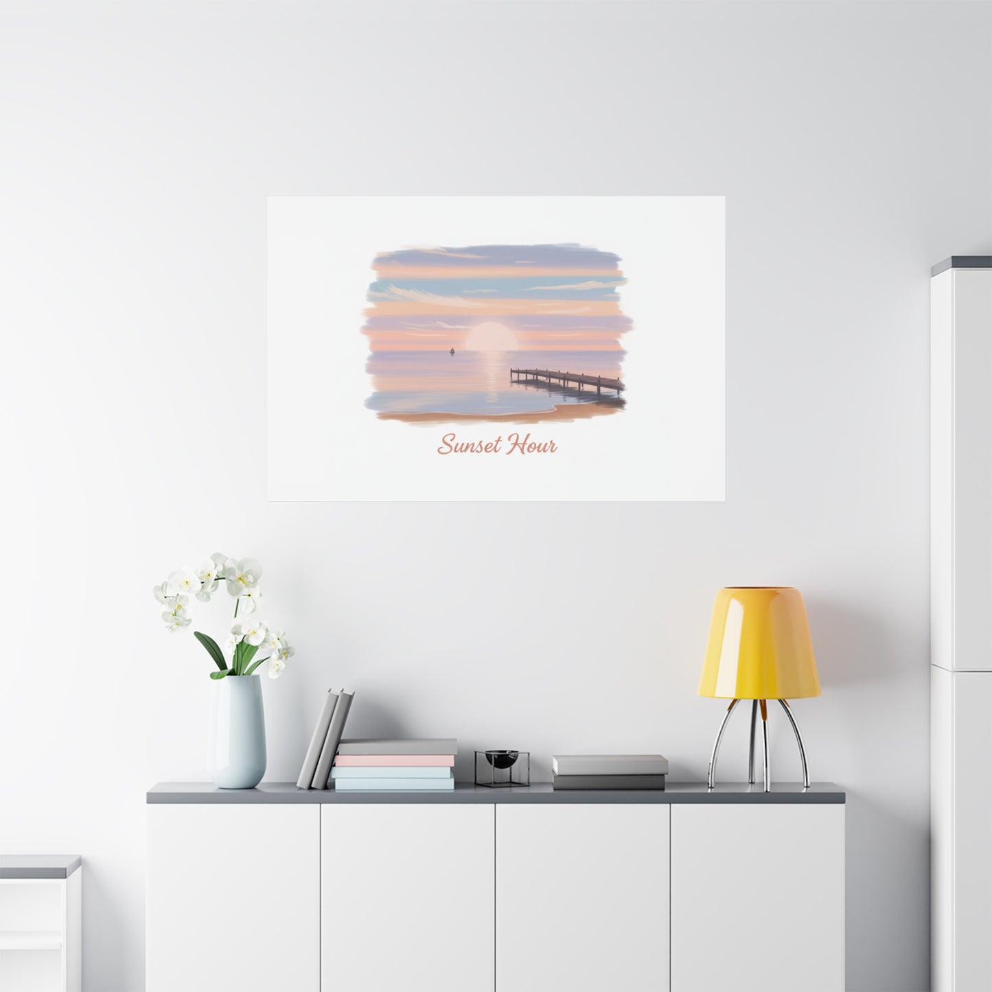 Sunset Hour Canvas, Matte Stretched 1.25" | Minimal Luxe Gold Accent