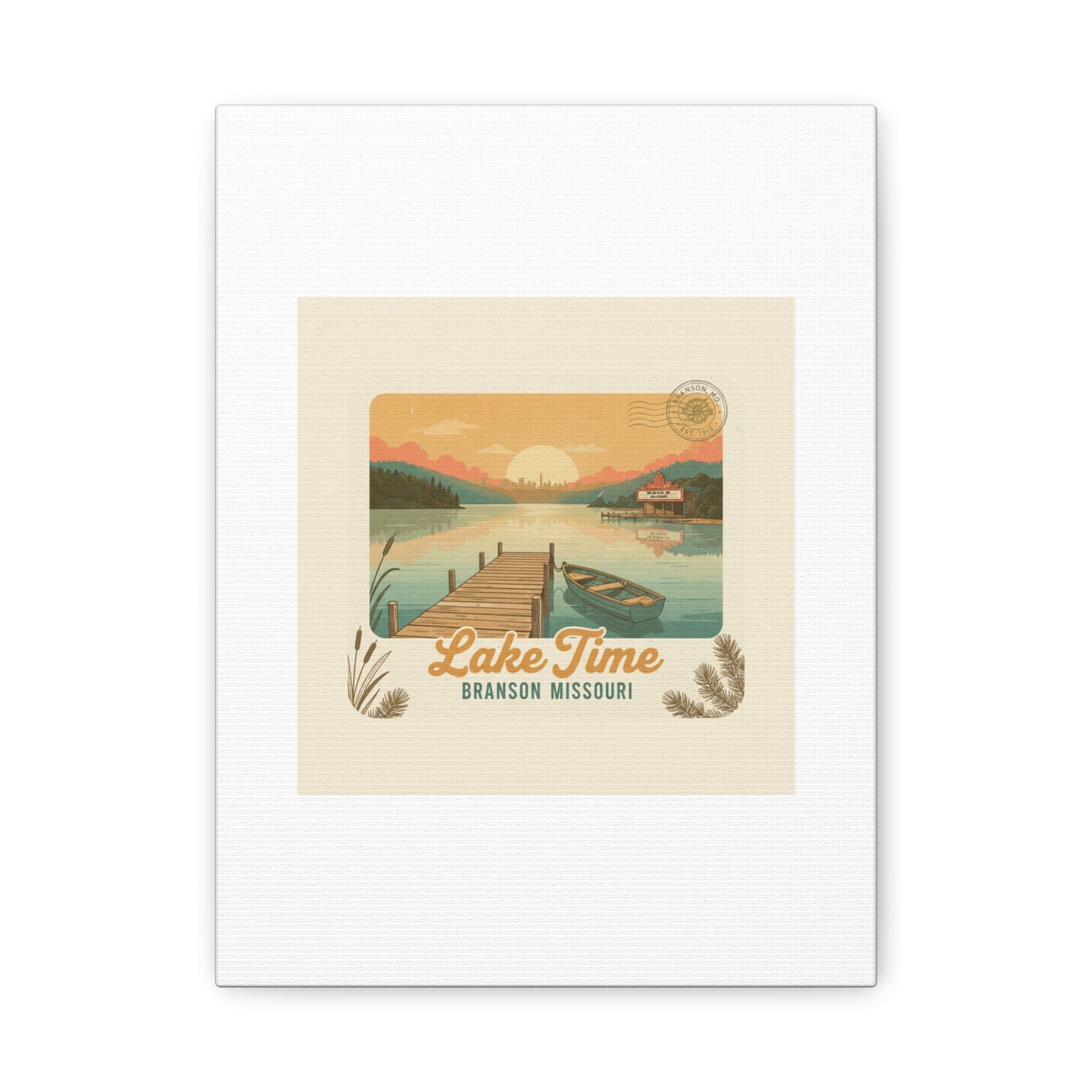 Vintage Postcard Canvas Lake Time Print