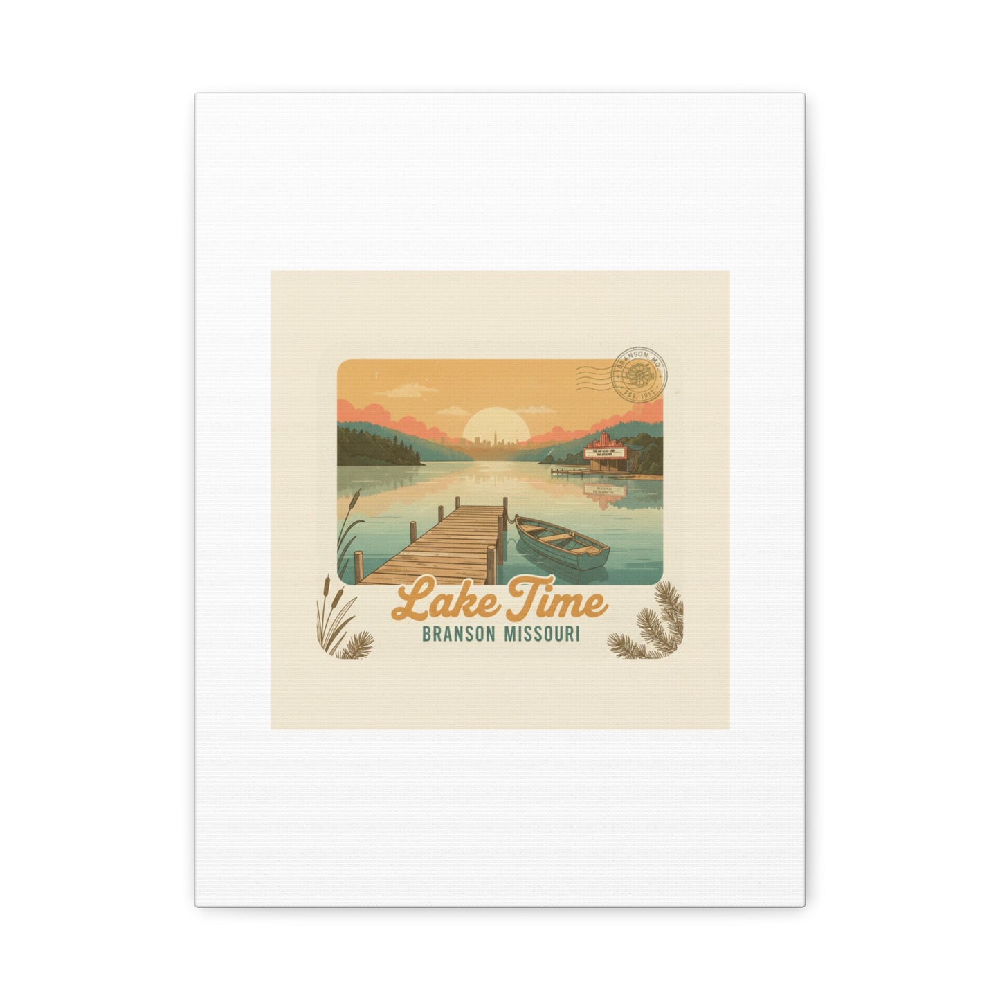 Vintage Postcard Canvas Lake Time Print