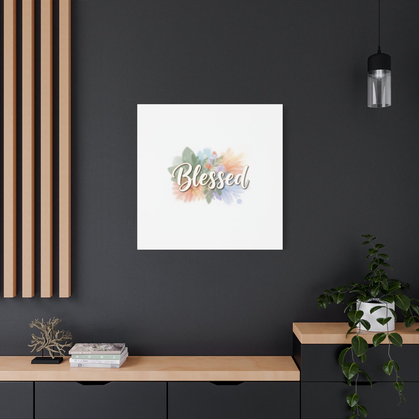 Blessed Floral Script Canvas
