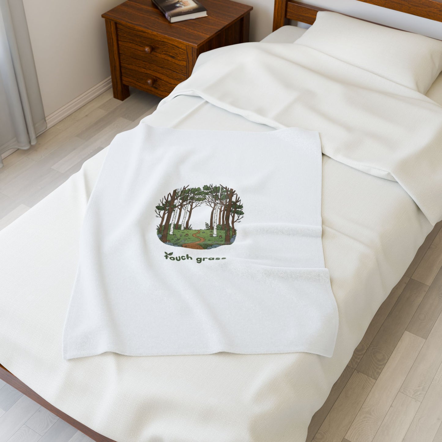 touch grass woodland scene Velveteen Blanket, goblincore mushroom aesthetic