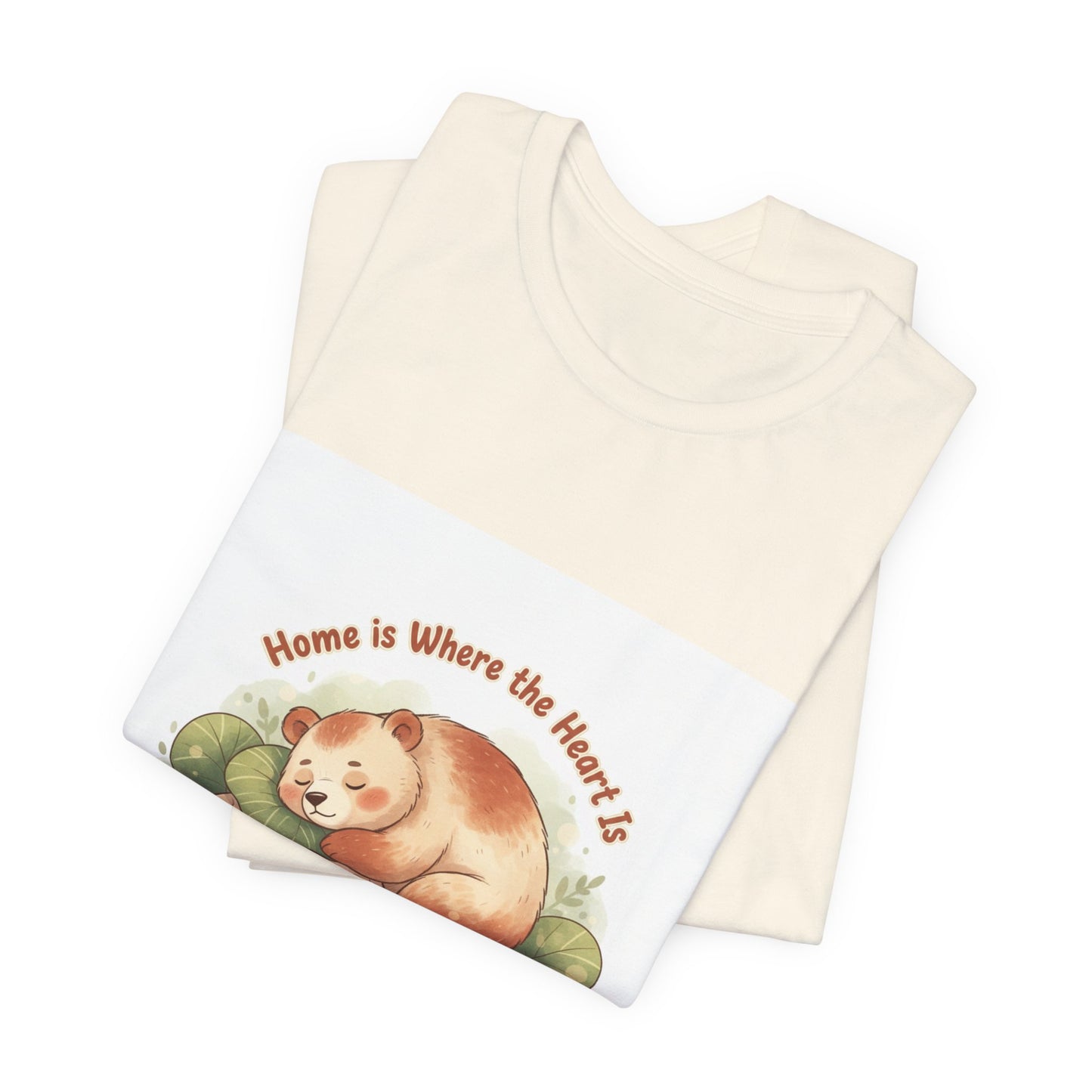 Cozy Sleeping Bear Illustration Tee | cute animal illustration, winter forest art