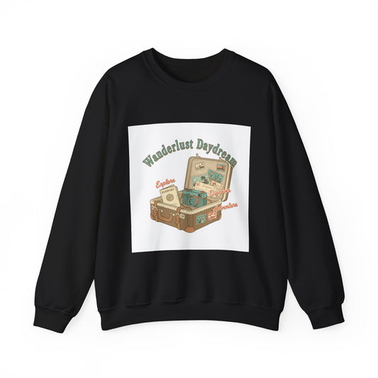 Wanderlust Daydreams suitcase illustration Sweatshirt | retro travel stamp, postcard vintage