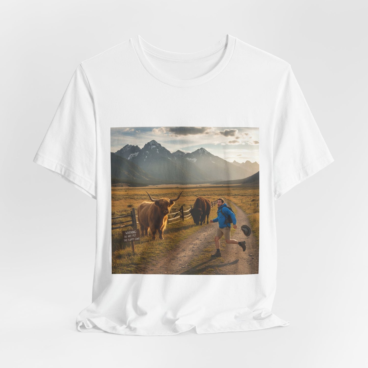 Chased by a Buffalo tee | cute sarcasm shirt, friendly sarcasm design