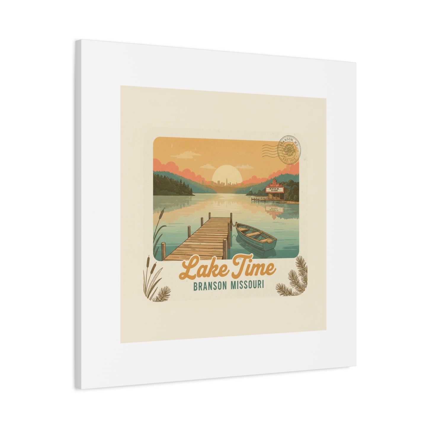 Vintage Postcard Canvas Lake Time Print