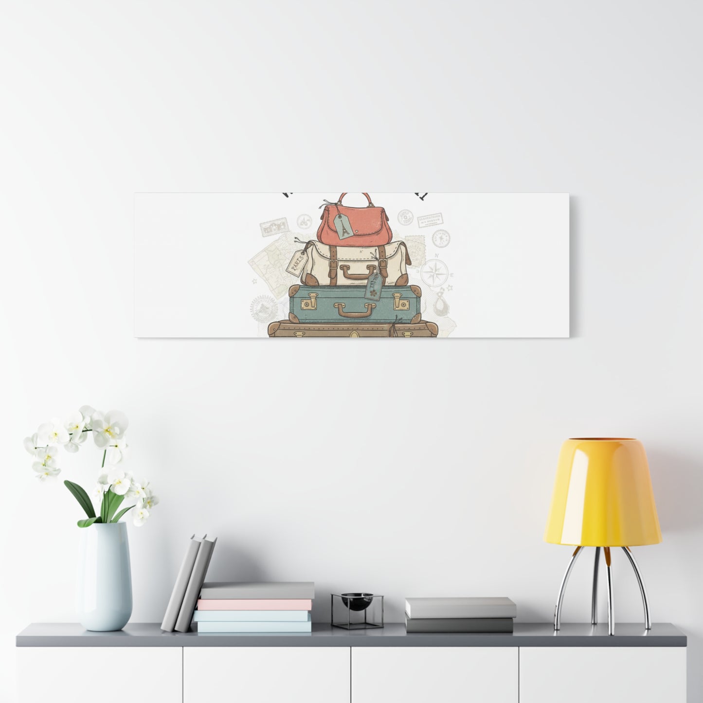 Wander Often Vintage Luggage Stack Canvas, travel stamps | passport stamp wanderlust