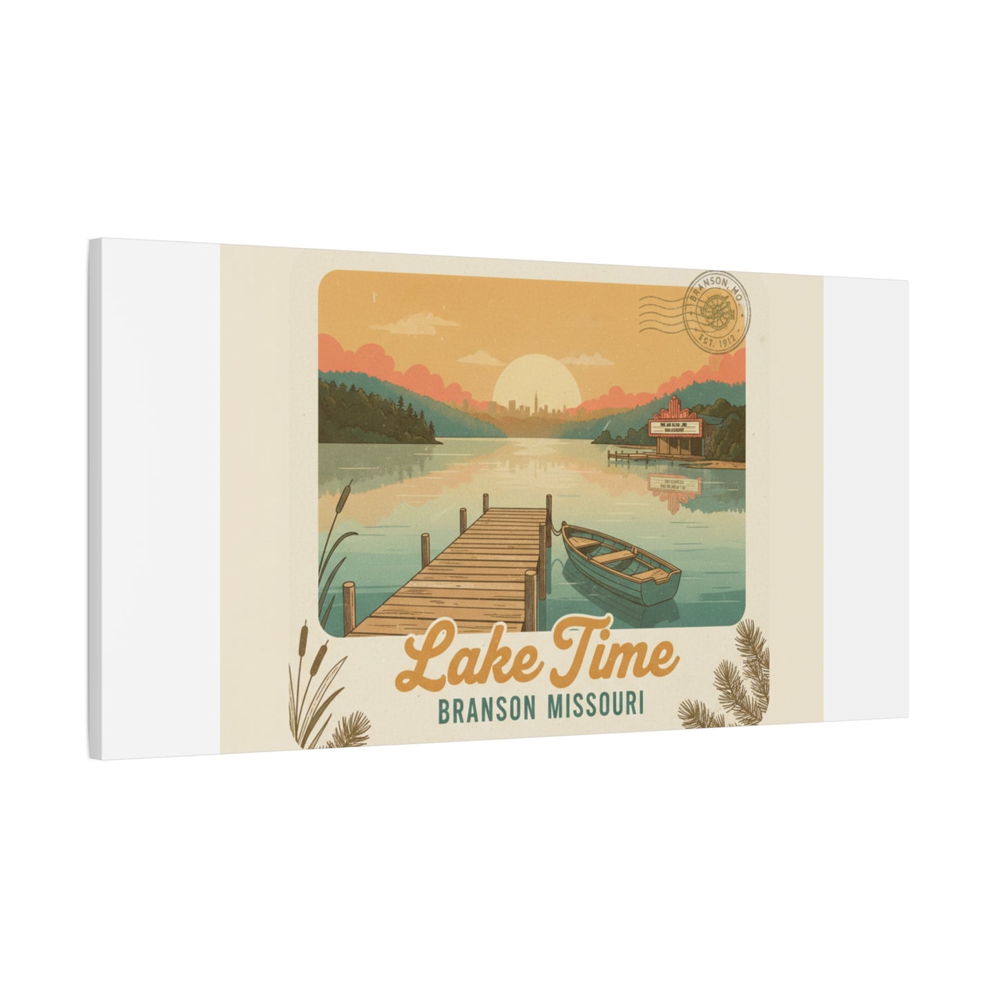 Vintage Postcard Canvas Lake Time Print