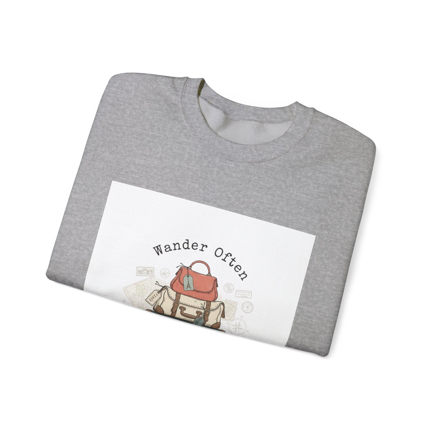 Wander Often vintage luggage stamp Sweatshirt | travel stamps, postcard vintage