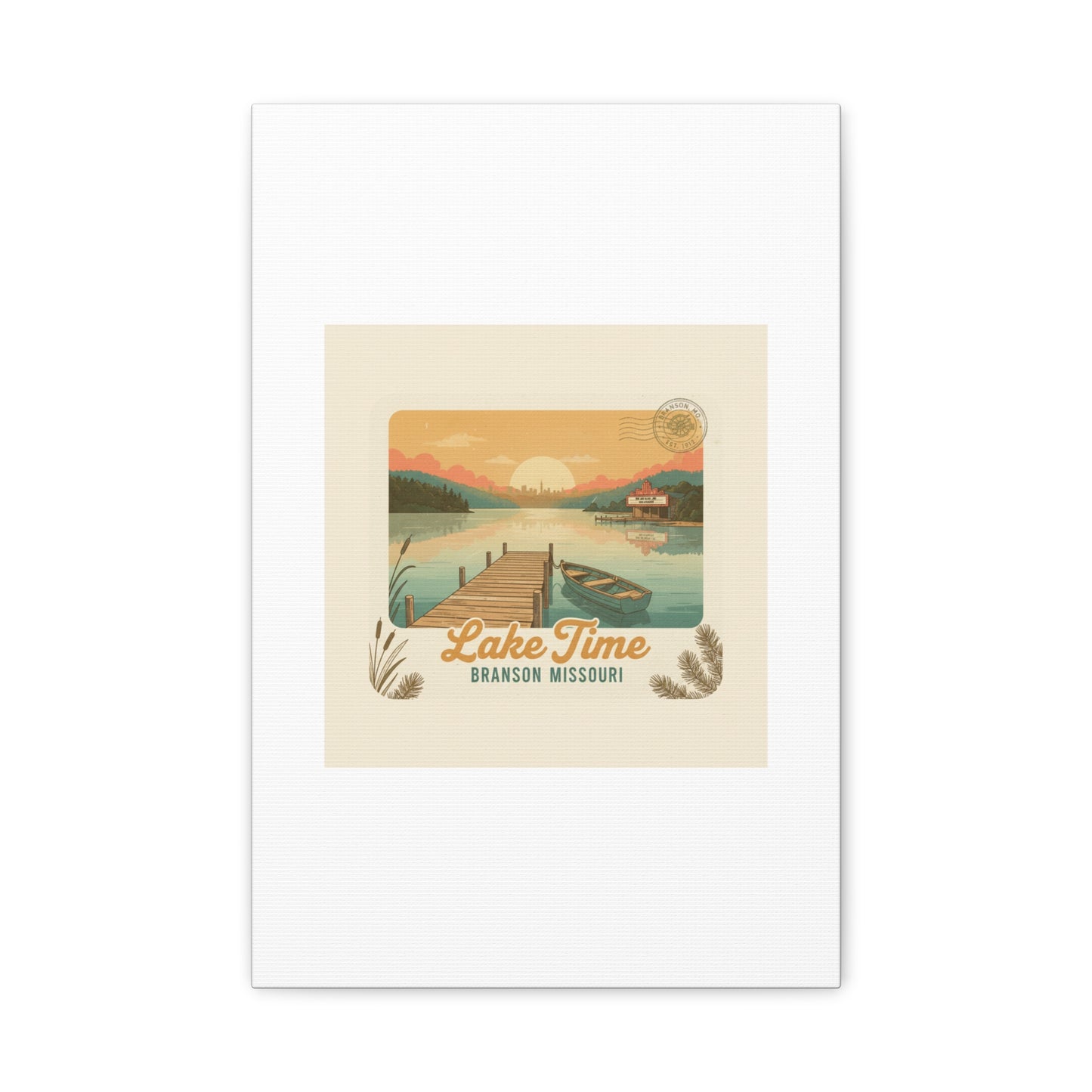 Vintage Postcard Canvas Lake Time Print