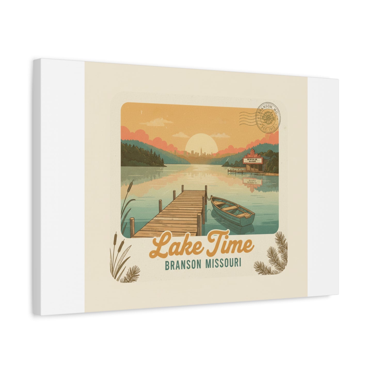 Vintage Postcard Canvas Lake Time Print