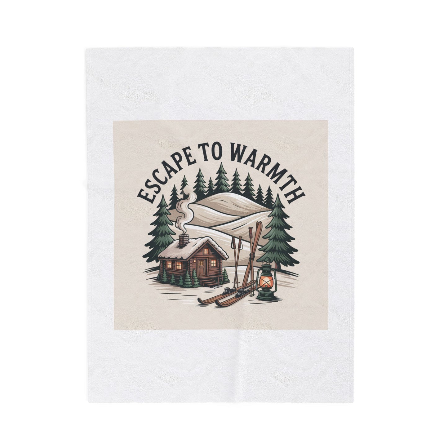 Escape to Warmth Cabin Blanket | cozy lodge aesthetic, mountain silhouette