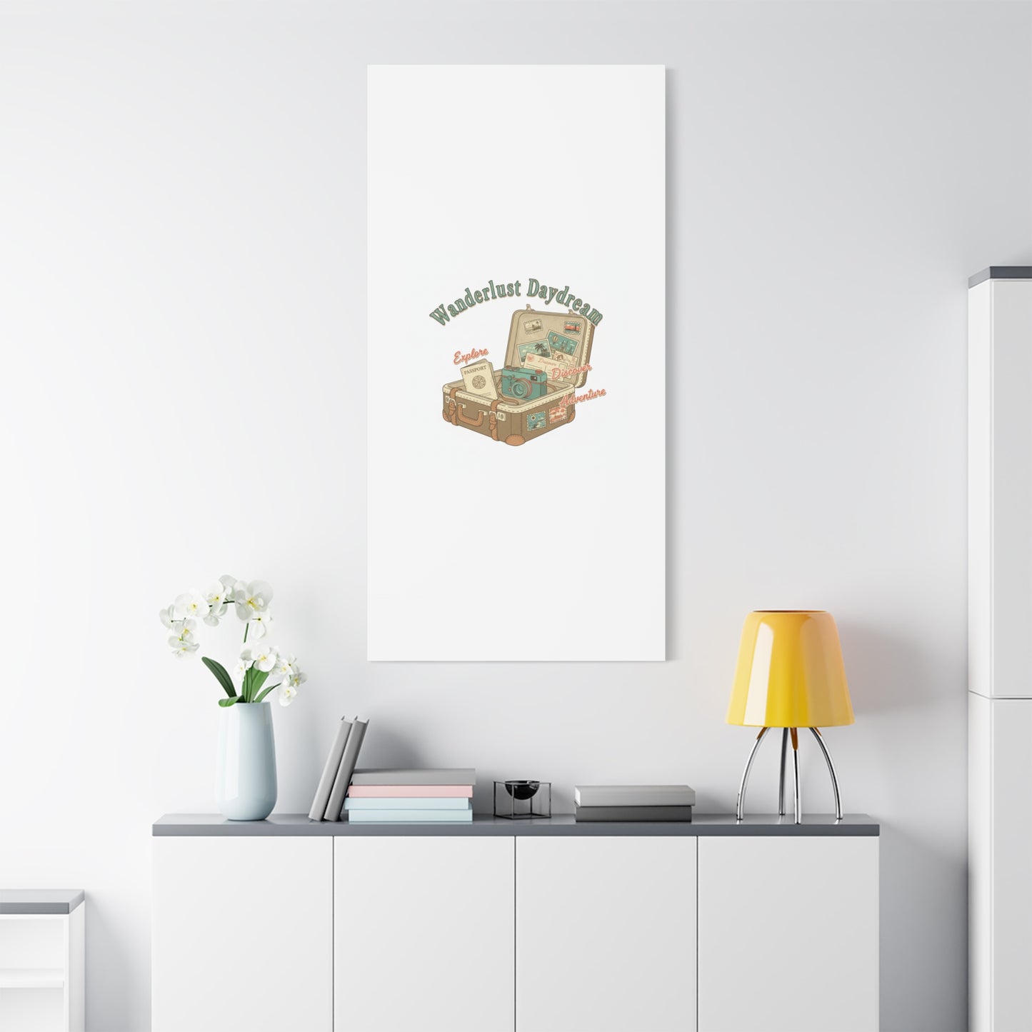 Wanderlust Daydream Travel Postcard Canvas | Retro Travel Stamp Decor