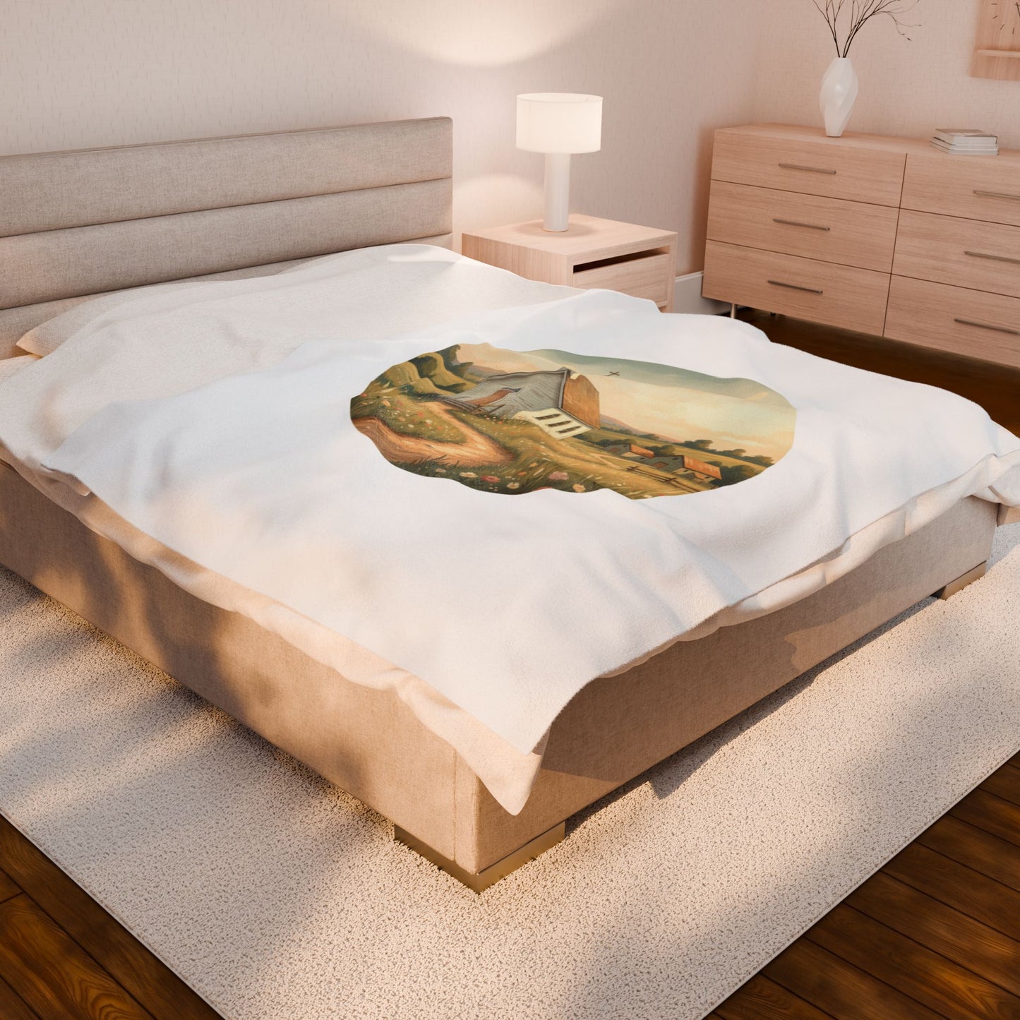 Country Church Velveteen Plush Blanket