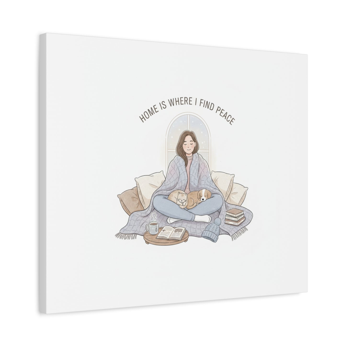Home Is Where I Find Peace Canvas | Cozy Homebody Wall Art, Introvert Winter